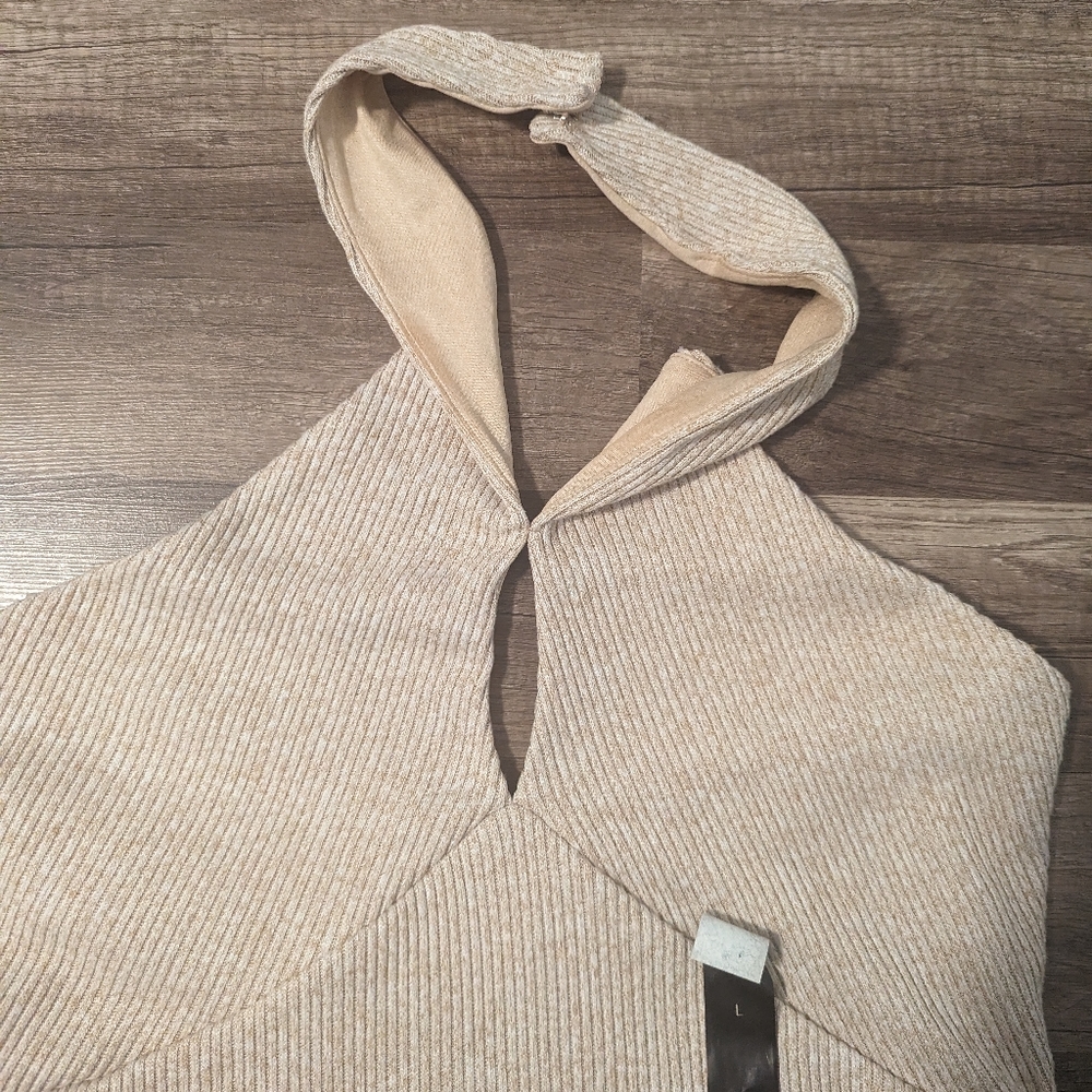 🔥NWT:🔥L Baddie Grunge New Preppy Beachy Banana Republic Cream Halter Top - Picture 2 of 7